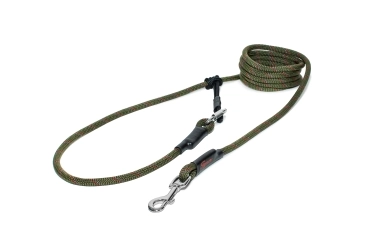 EASYLONG Hundeleine - M - 3m - olive mit rot und lila Linien